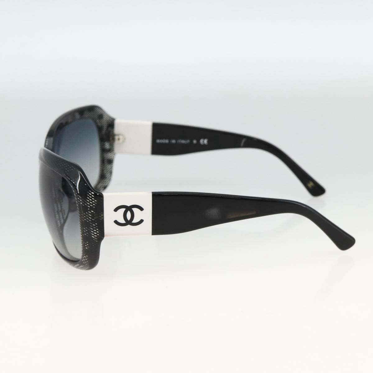 CHANEL COCO Mark Sunglasses Plastic Black 6146-A CC Auth hk3655A