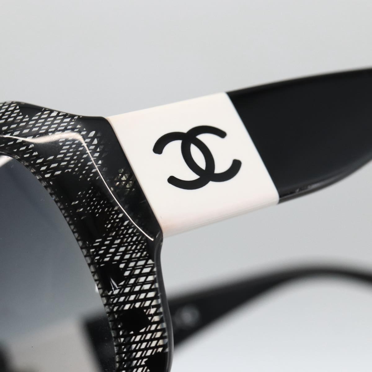 CHANEL COCO Mark Sunglasses Plastic Black 6146-A CC Auth hk3655A