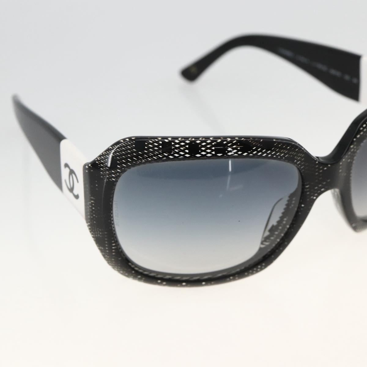 CHANEL COCO Mark Sunglasses Plastic Black 6146-A CC Auth hk3655A