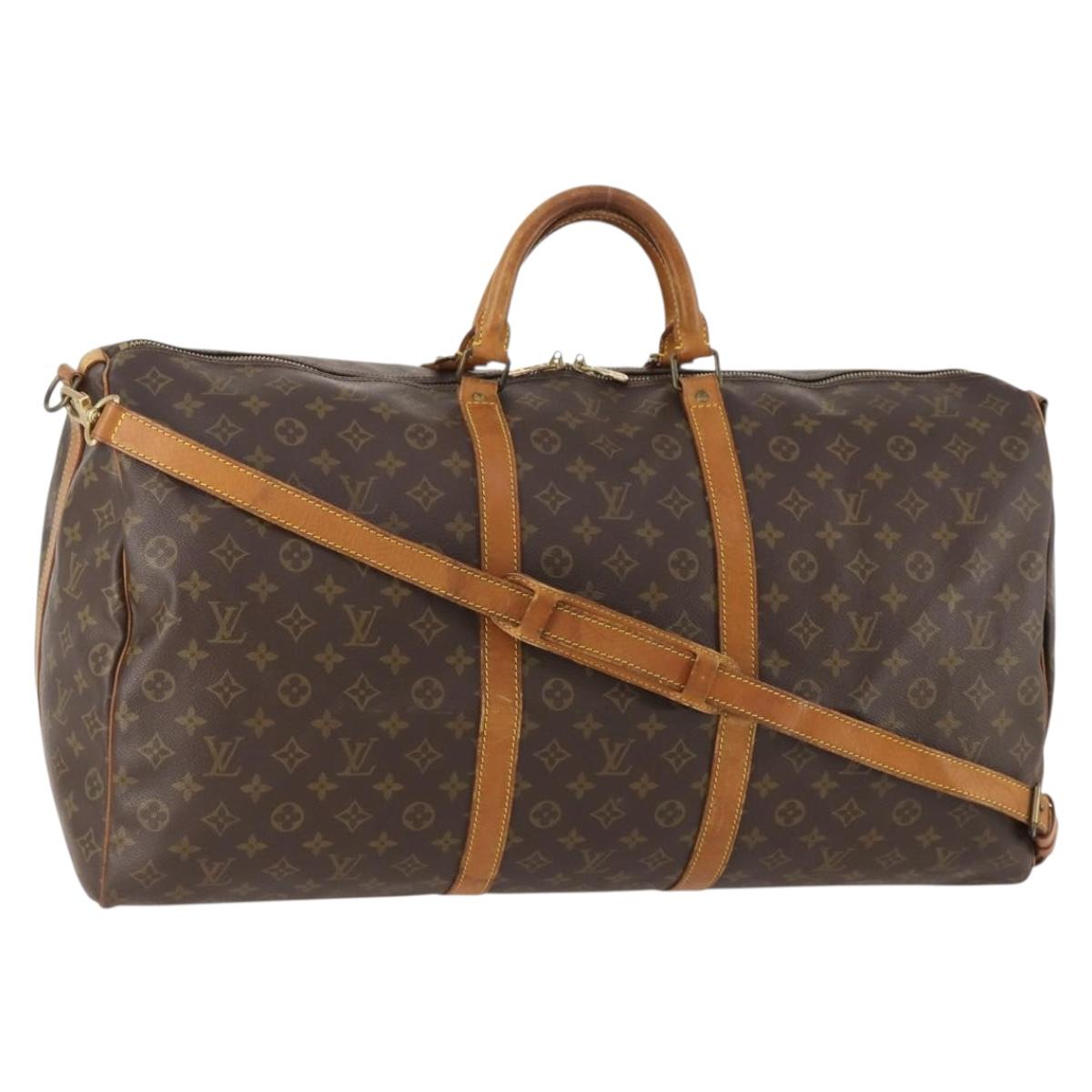 LOUIS VUITTON Monogram Keepall Bandouliere 60 Boston Bag M41412 LV Auth hk3666