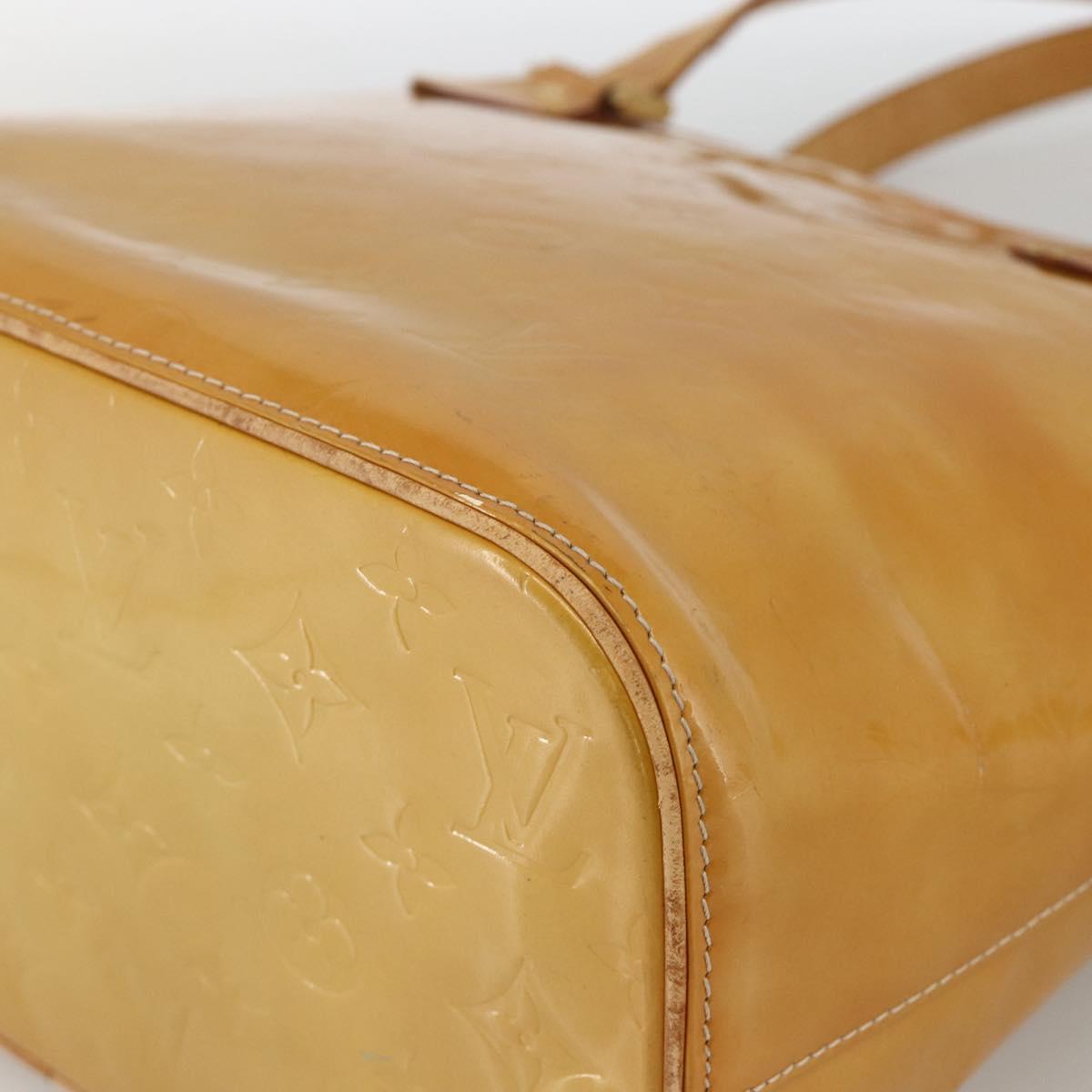 LOUIS VUITTON Monogram Vernis Houston Hand Bag Beige M91004 LV Auth hk3668