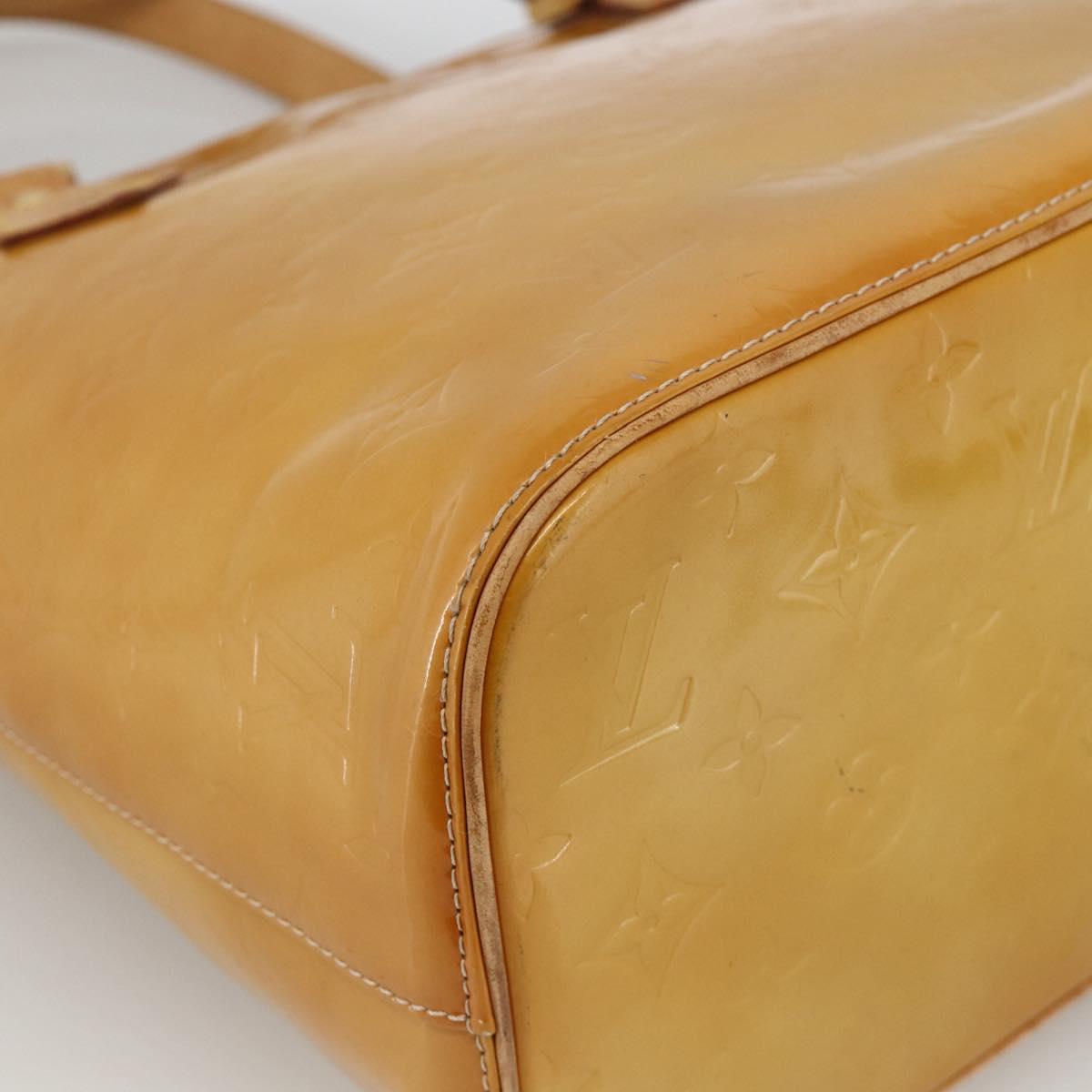 LOUIS VUITTON Monogram Vernis Houston Hand Bag Beige M91004 LV Auth hk3668