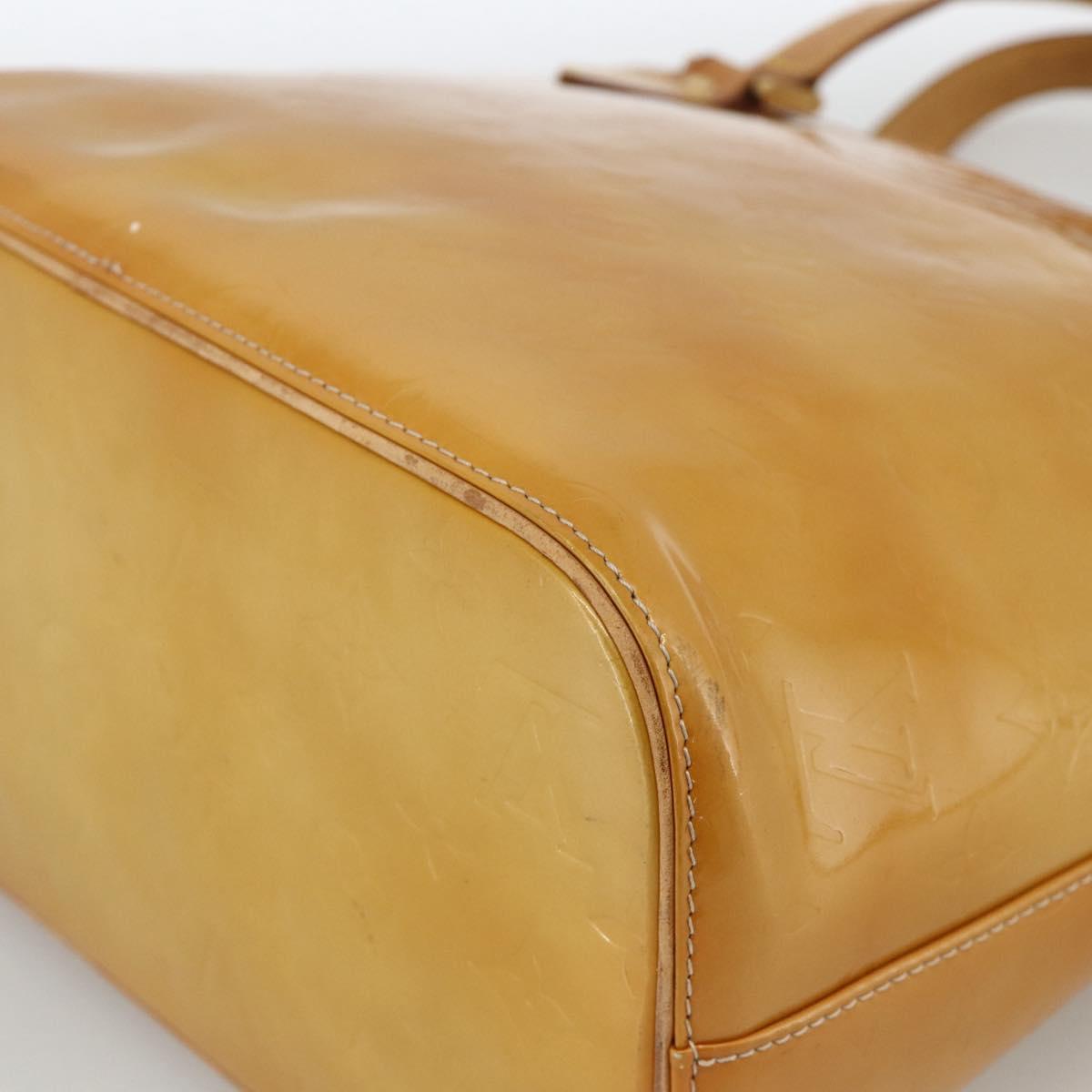 LOUIS VUITTON Monogram Vernis Houston Hand Bag Beige M91004 LV Auth hk3668