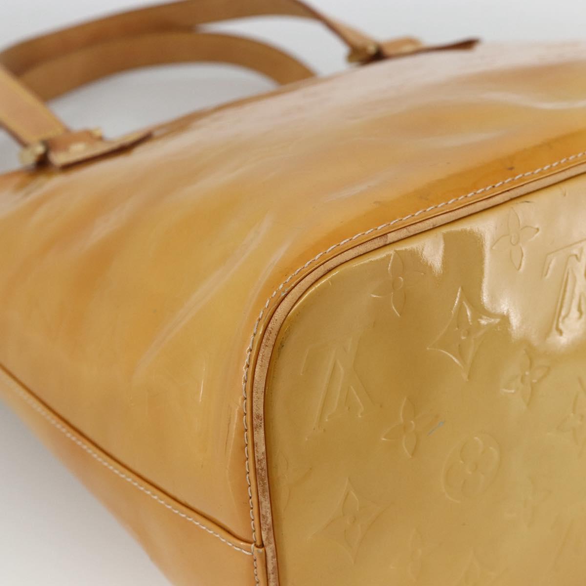 LOUIS VUITTON Monogram Vernis Houston Hand Bag Beige M91004 LV Auth hk3668