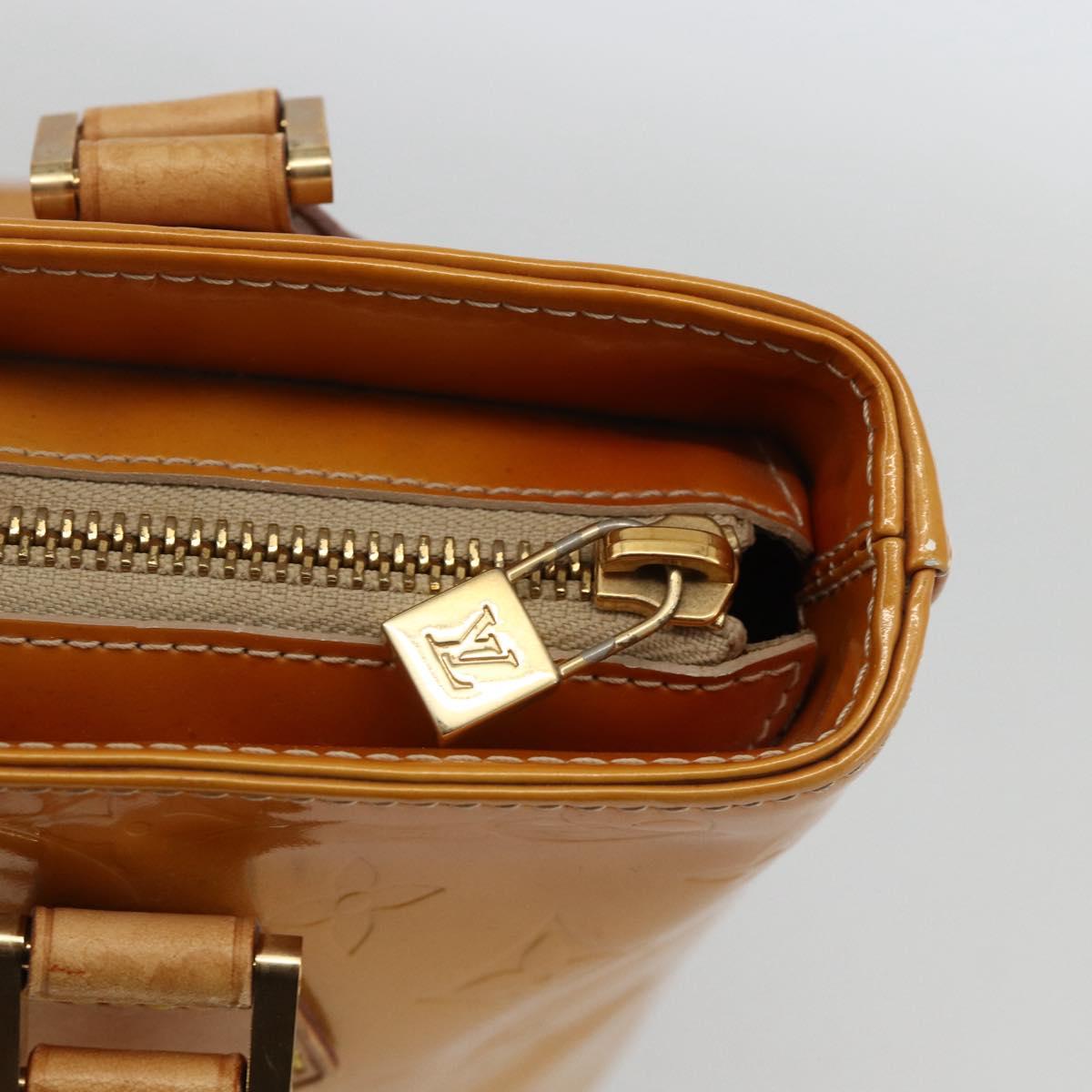LOUIS VUITTON Monogram Vernis Houston Hand Bag Beige M91004 LV Auth hk3668