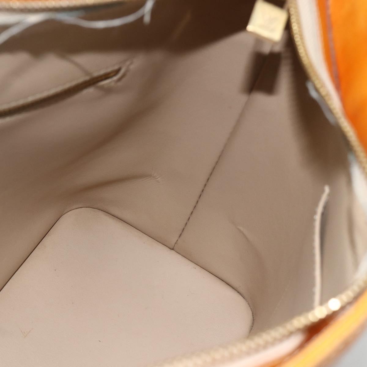 LOUIS VUITTON Monogram Vernis Houston Hand Bag Beige M91004 LV Auth hk3668