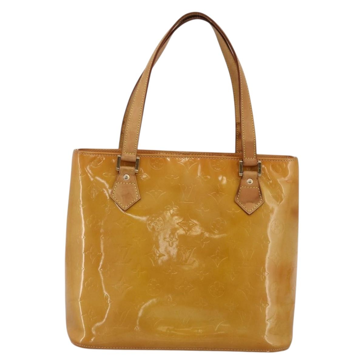LOUIS VUITTON Monogram Vernis Houston Hand Bag Beige M91004 LV Auth hk3668