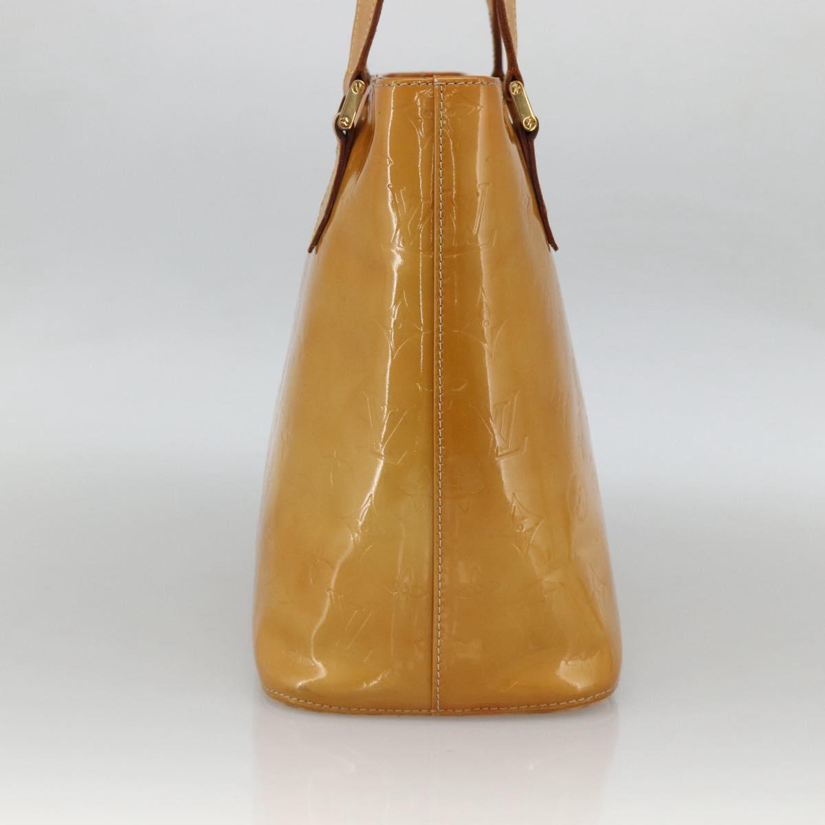 LOUIS VUITTON Monogram Vernis Houston Hand Bag Beige M91004 LV Auth hk3668