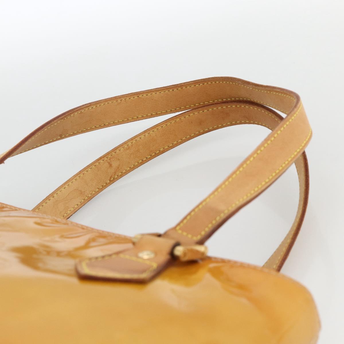 LOUIS VUITTON Monogram Vernis Houston Hand Bag Beige M91004 LV Auth hk3668