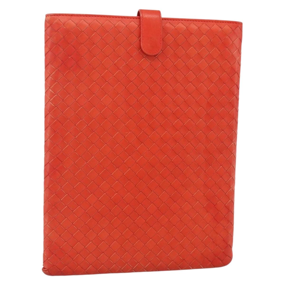 BOTTEGA VENETA INTRECCIATO iPad Case Leather Red Auth hk3674