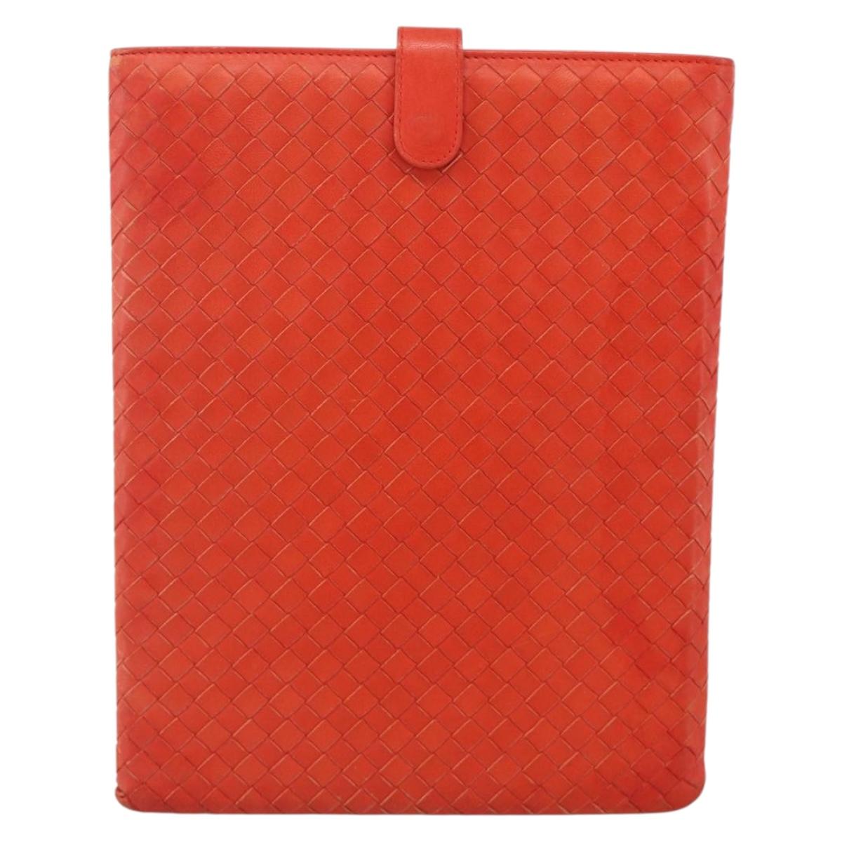 BOTTEGA VENETA INTRECCIATO iPad Case Leather Red Auth hk3674
