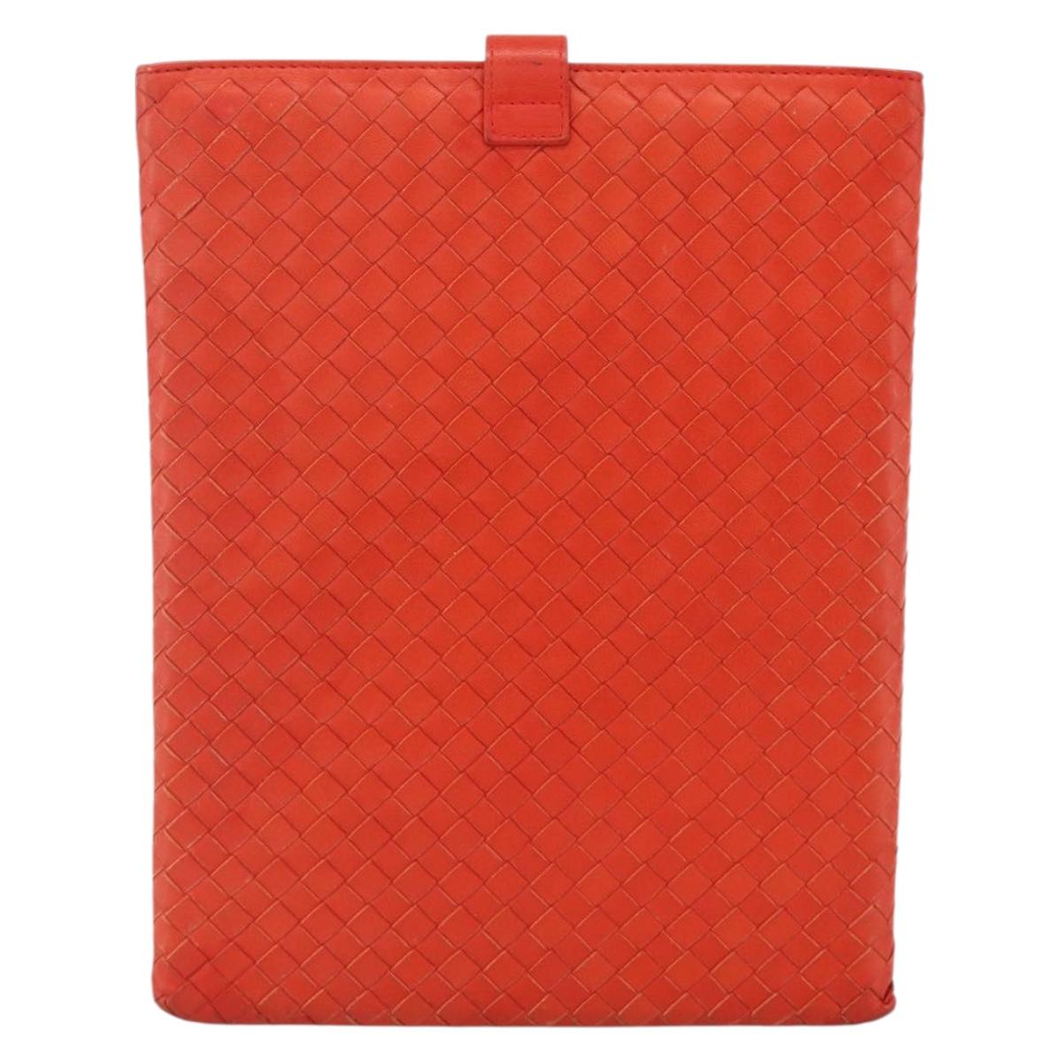 BOTTEGA VENETA INTRECCIATO iPad Case Leather Red Auth hk3674
