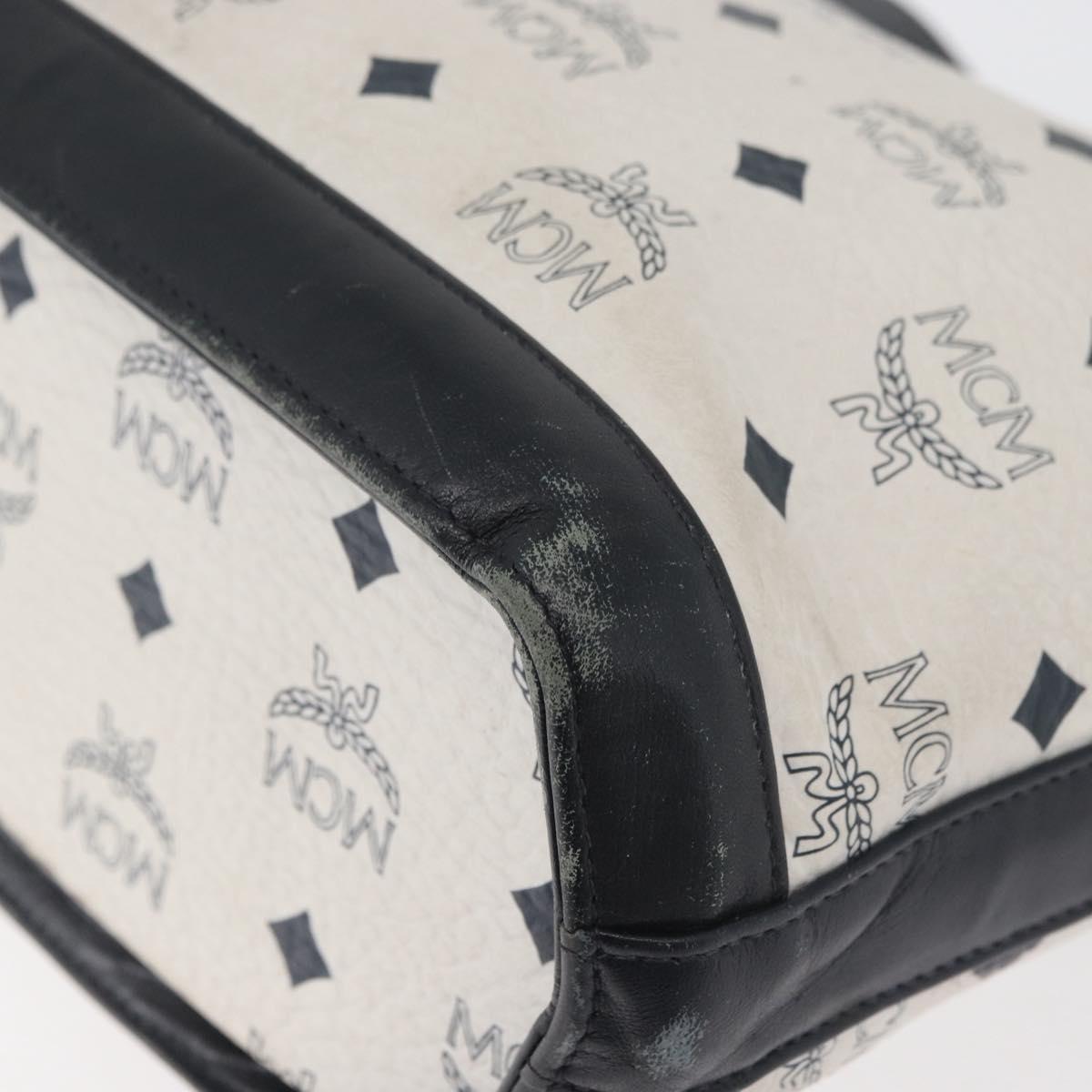 MCM Vicetos Logogram Shoulder Bag PVC White Gold Auth hk3702