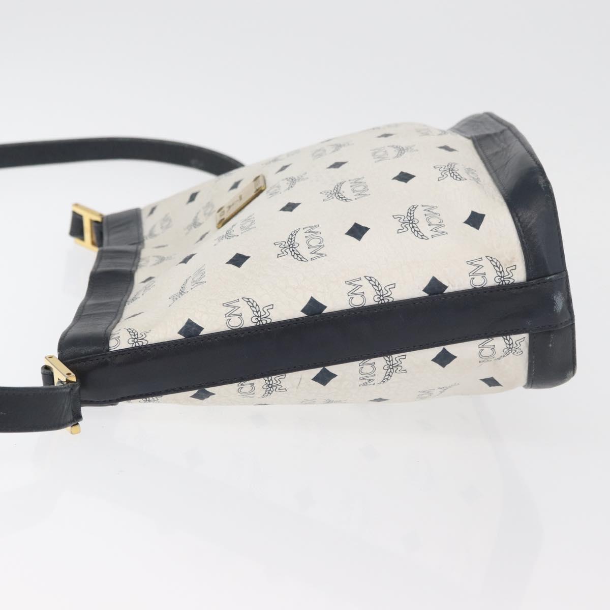 MCM Vicetos Logogram Shoulder Bag PVC White Gold Auth hk3702