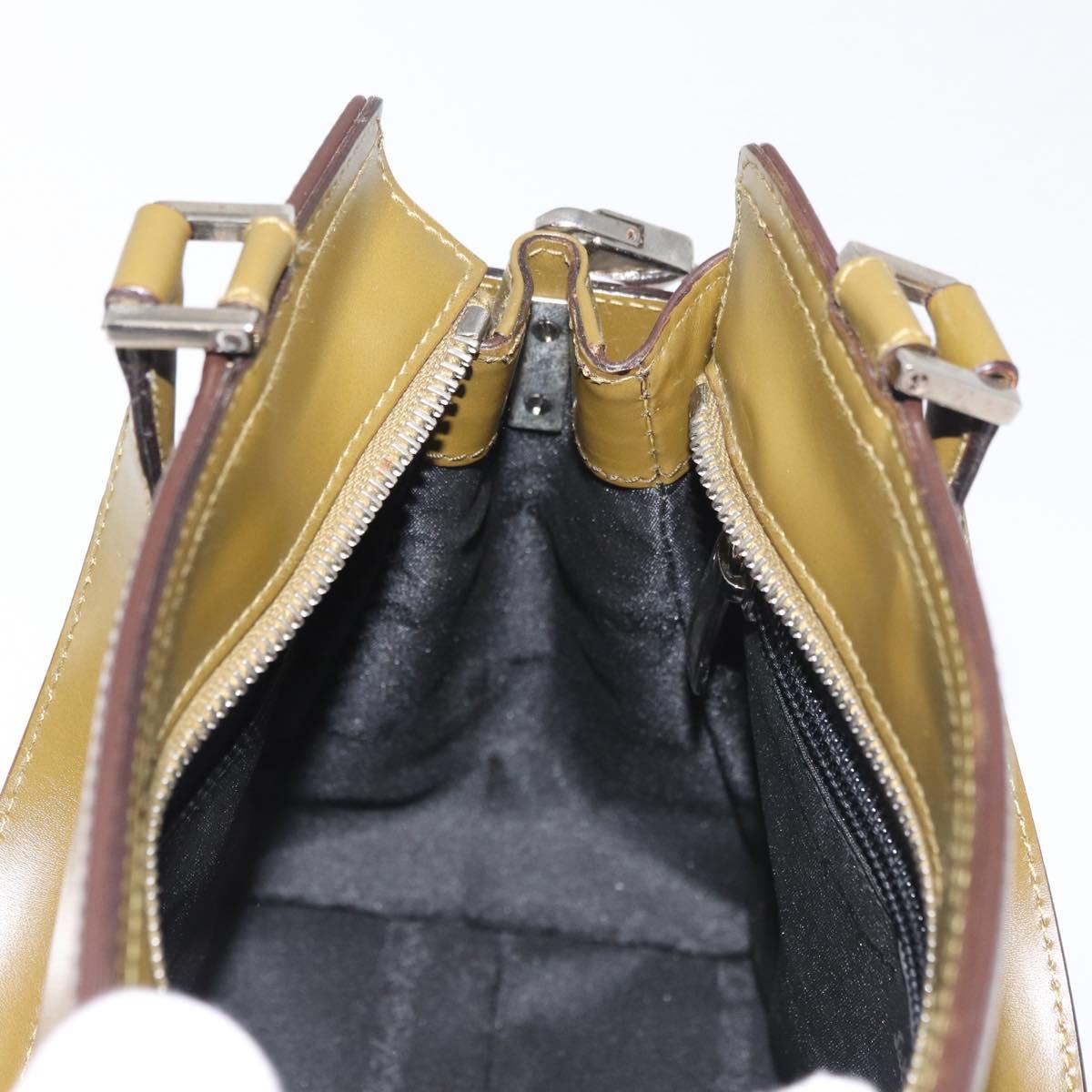 Salvatore Ferragamo Gancini Bag Patent leather 2way Brown Silver Auth hk3704