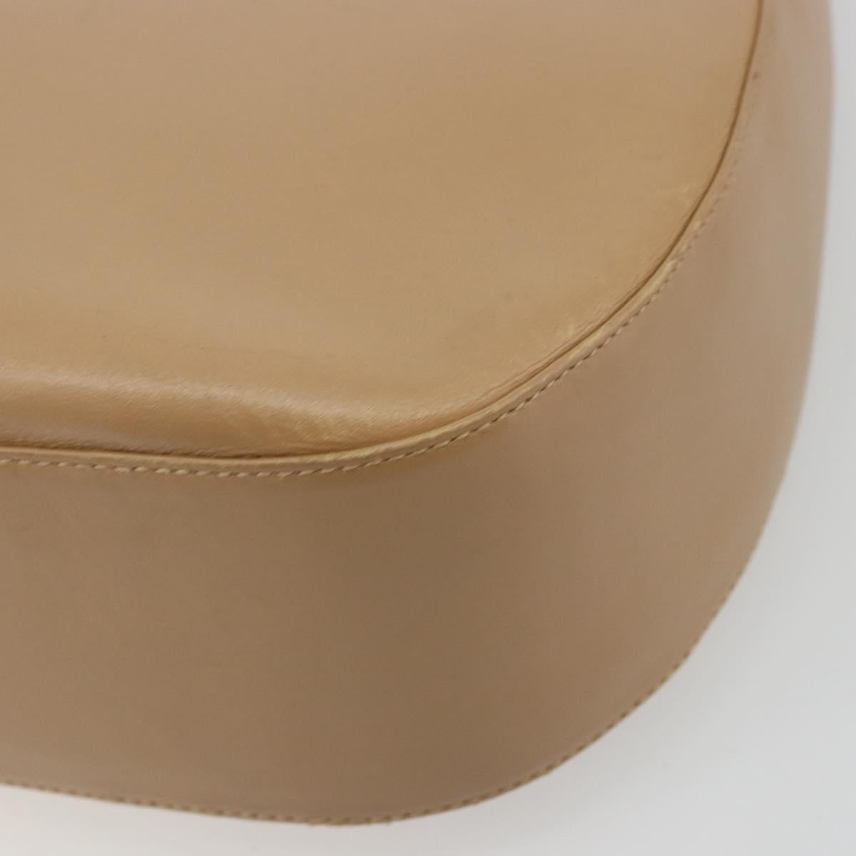 Salvatore Ferragamo Gancini Shoulder Bag Leather Beige Gold Auth hk3706