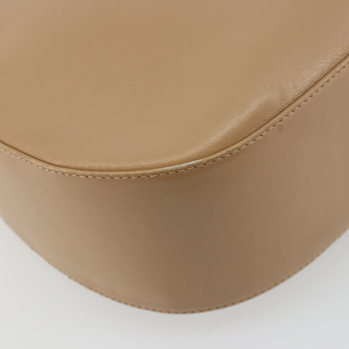 Salvatore Ferragamo Gancini Shoulder Bag Leather Beige Gold Auth hk3706