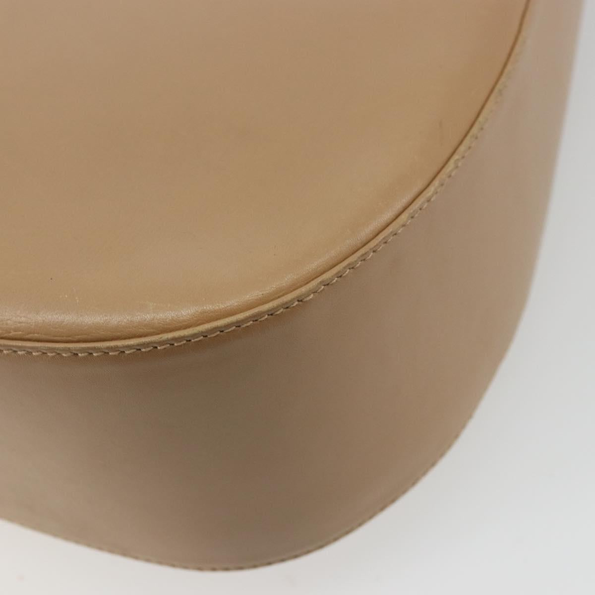 Salvatore Ferragamo Gancini Shoulder Bag Leather Beige Gold Auth hk3706