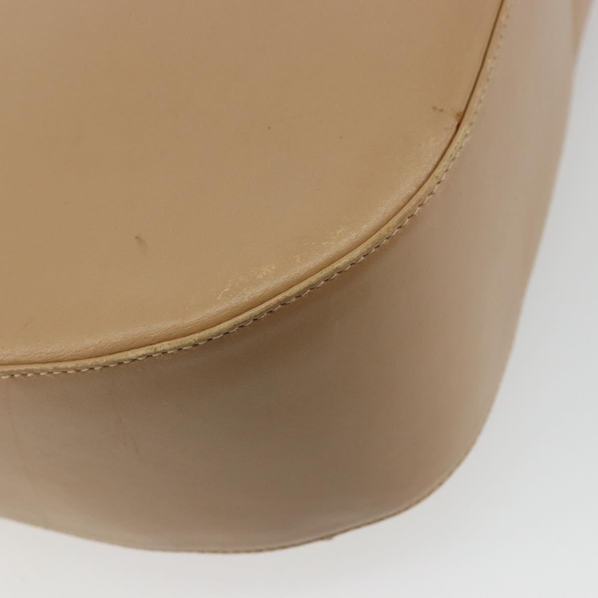 Salvatore Ferragamo Gancini Shoulder Bag Leather Beige Gold Auth hk3706