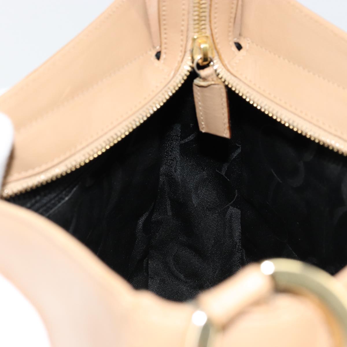 Salvatore Ferragamo Gancini Shoulder Bag Leather Beige Gold Auth hk3706
