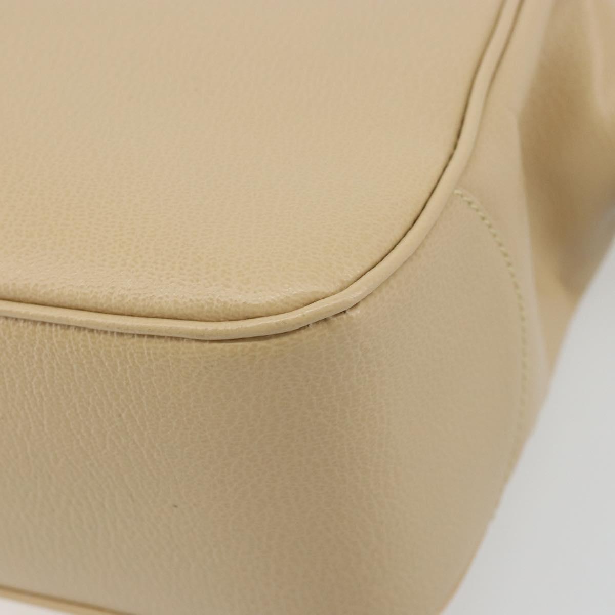 Salvatore Ferragamo Gancini Tote Bag Leather Beige Gold Auth hk3707