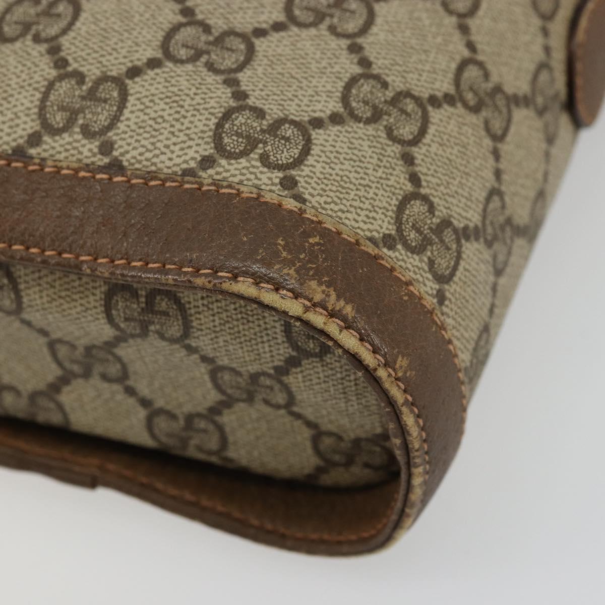 GUCCI GG Supreme Web Sherry Line Bag PVC Beige Gold 904 02 070 Auth hk3710