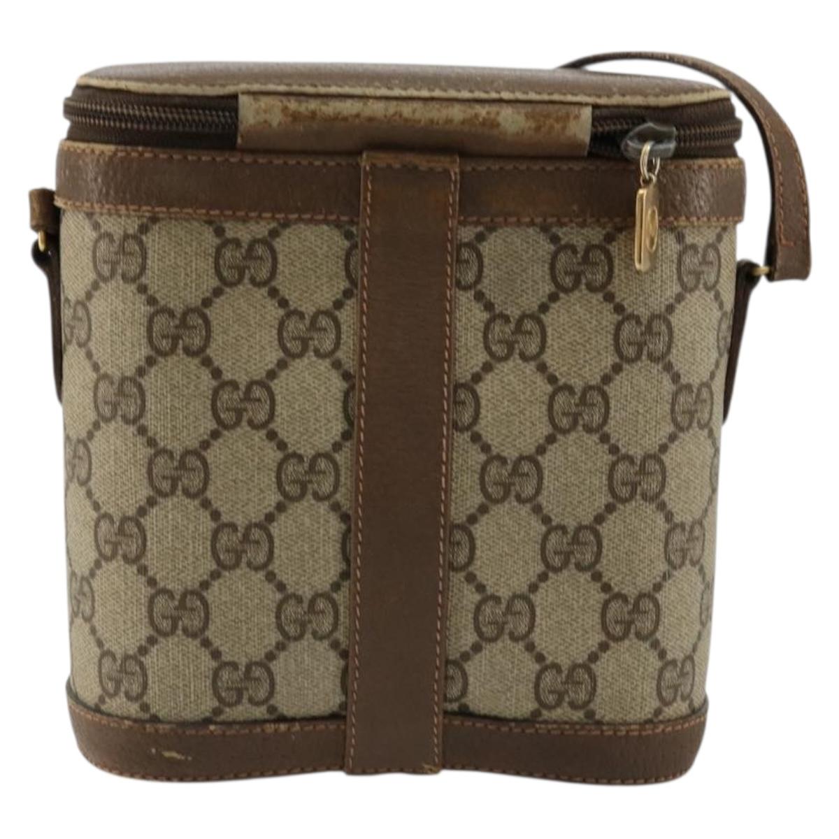 GUCCI GG Supreme Web Sherry Line Bag PVC Beige Gold 904 02 070 Auth hk3710