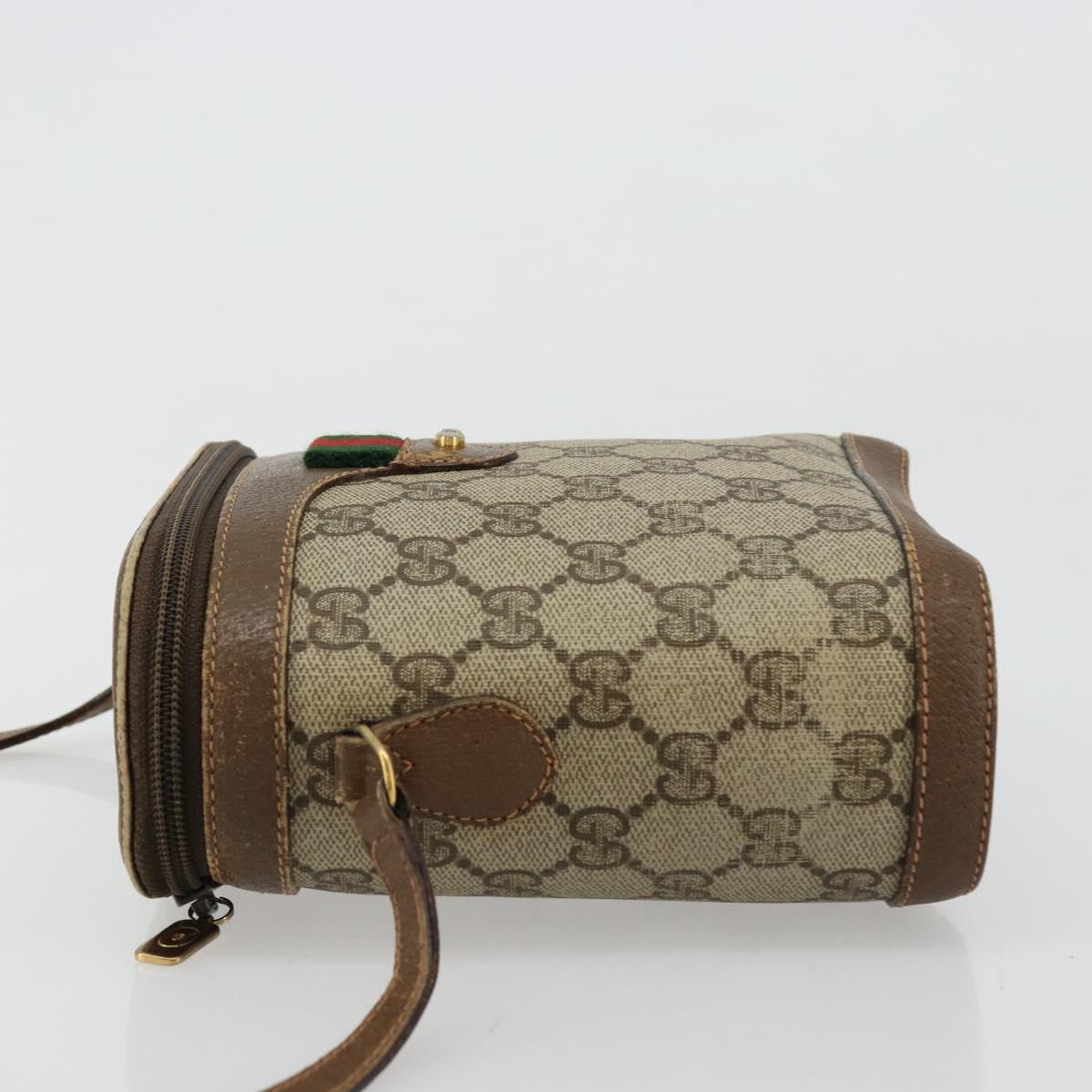 GUCCI GG Supreme Web Sherry Line Bag PVC Beige Gold 904 02 070 Auth hk3710