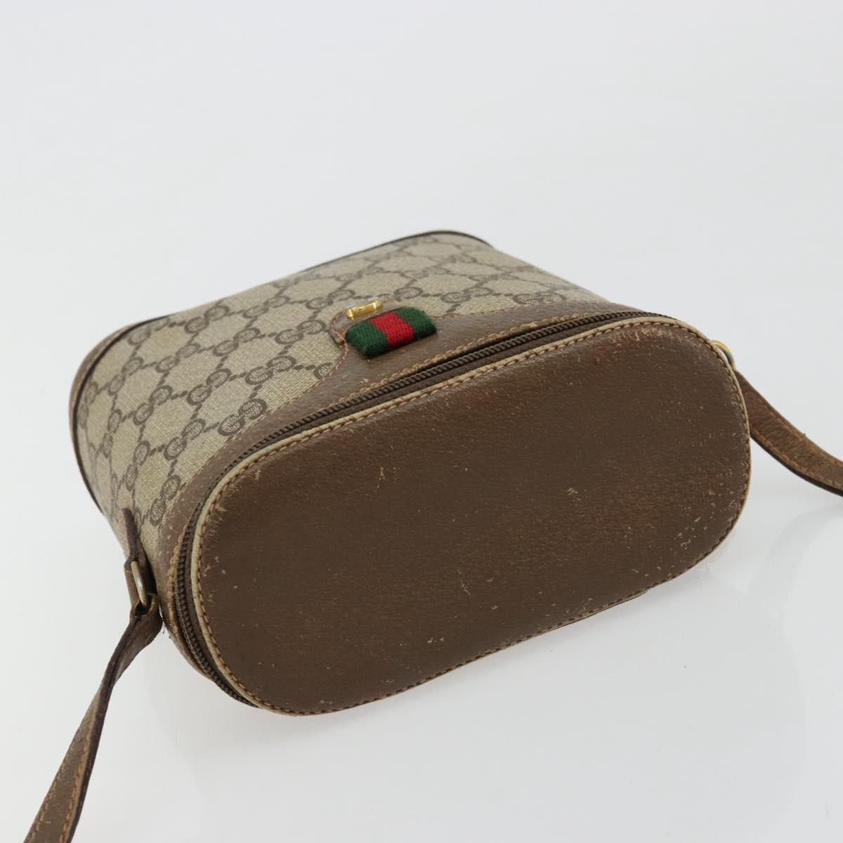 GUCCI GG Supreme Web Sherry Line Bag PVC Beige Gold 904 02 070 Auth hk3710