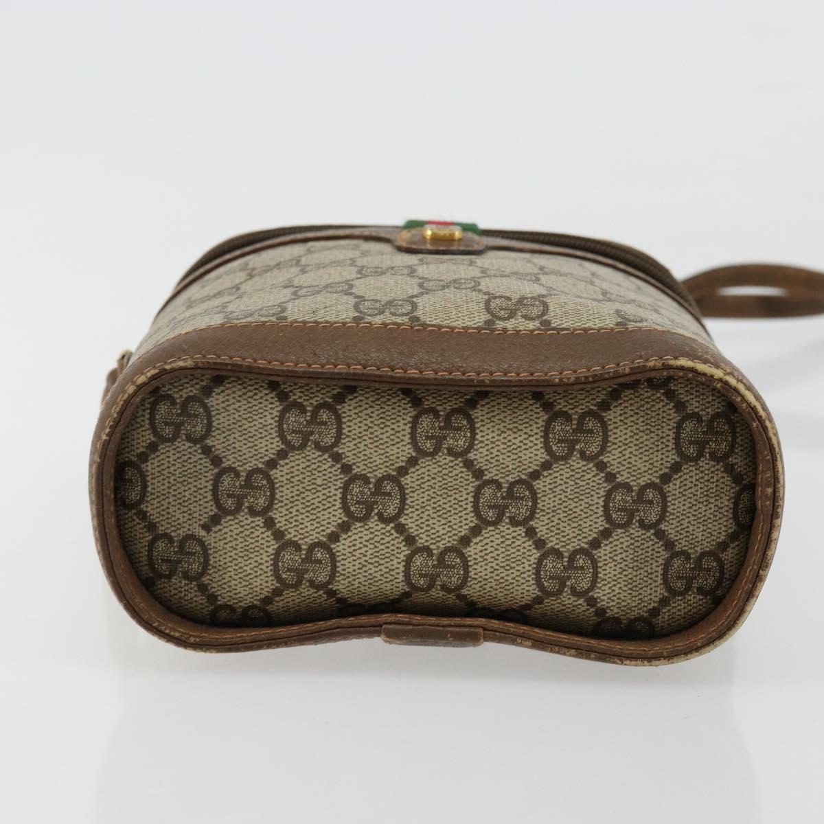 GUCCI GG Supreme Web Sherry Line Bag PVC Beige Gold 904 02 070 Auth hk3710