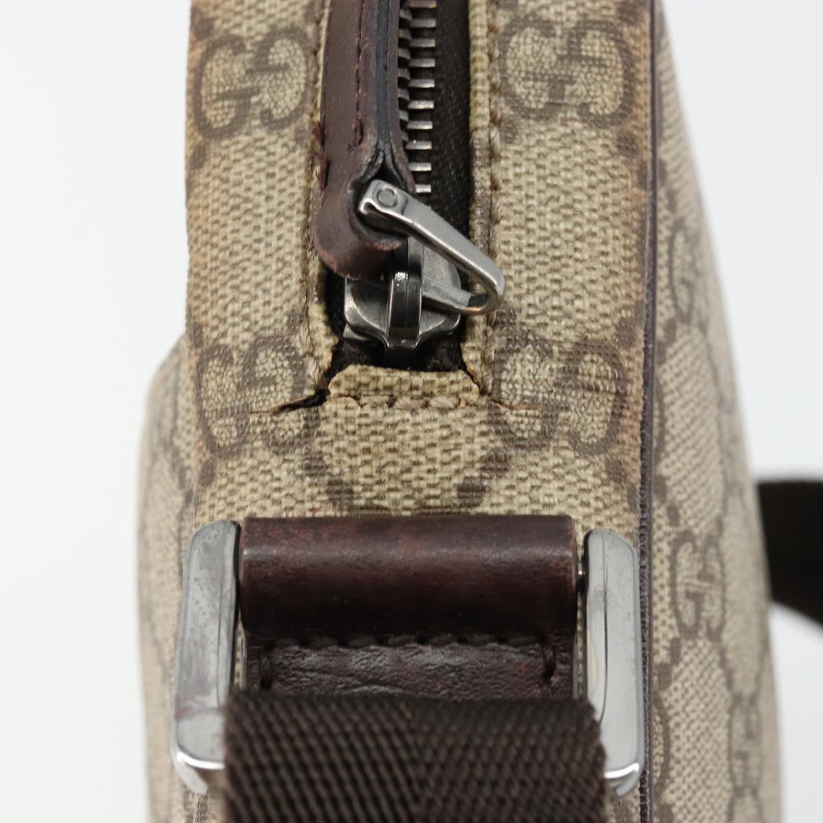 GUCCI GG Supreme Shoulder Bag PVC Beige Silver 122754 Auth hk3711