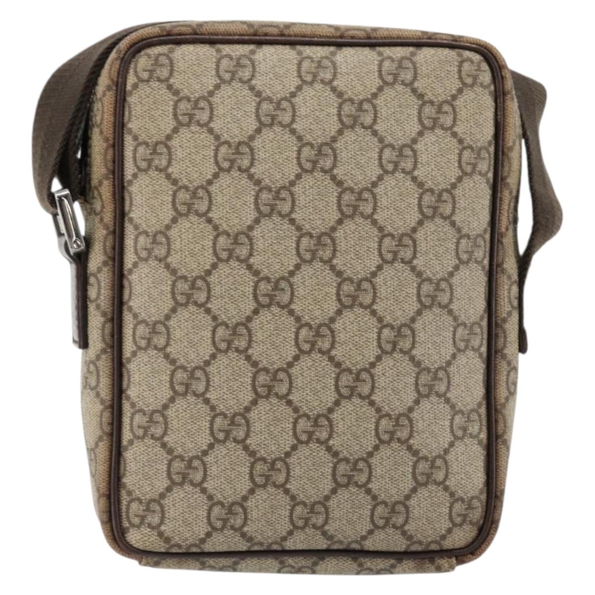 GUCCI GG Supreme Shoulder Bag PVC Beige Silver 122754 Auth hk3711