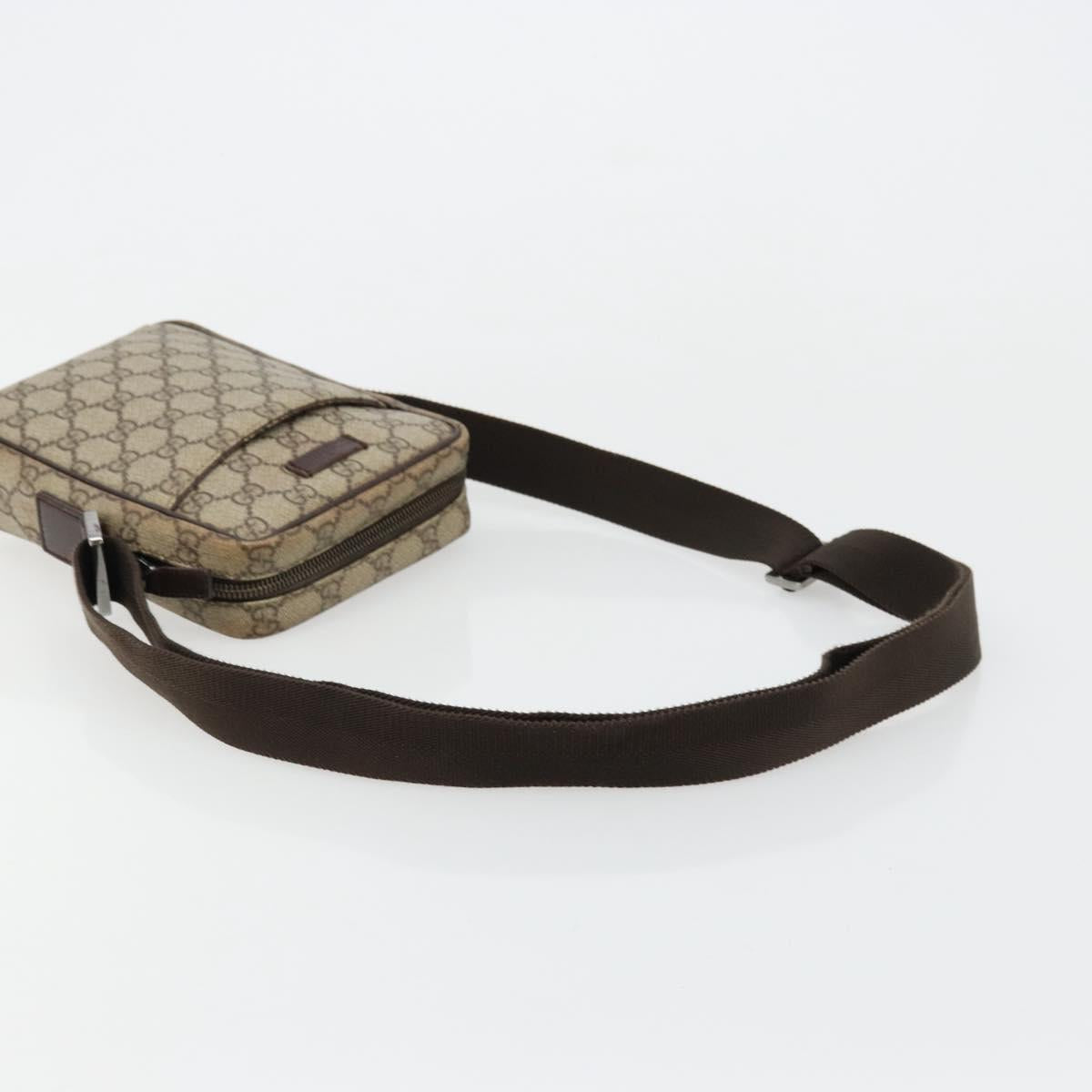 GUCCI GG Supreme Shoulder Bag PVC Beige Silver 122754 Auth hk3711