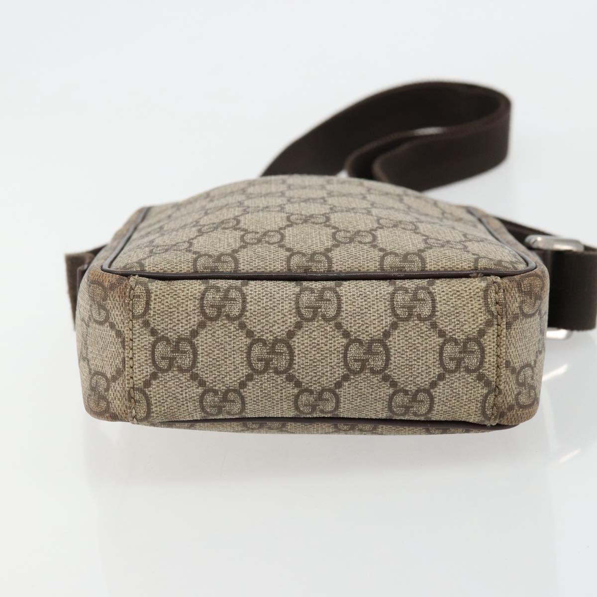 GUCCI GG Supreme Shoulder Bag PVC Beige Silver 122754 Auth hk3711