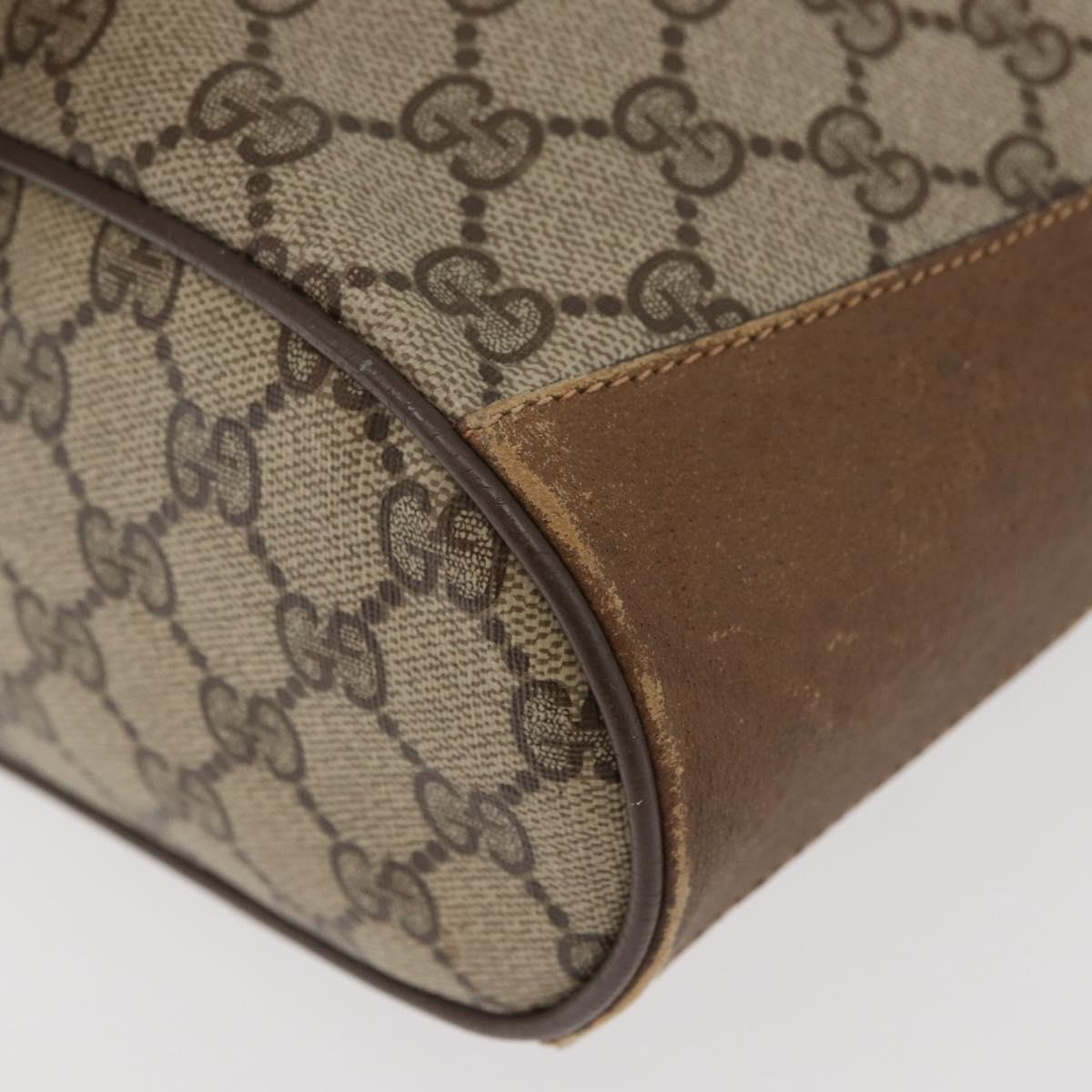 GUCCI GG Supreme Web Sherry Line Shoulder Bag PVC Beige Gold Red Auth hk3712