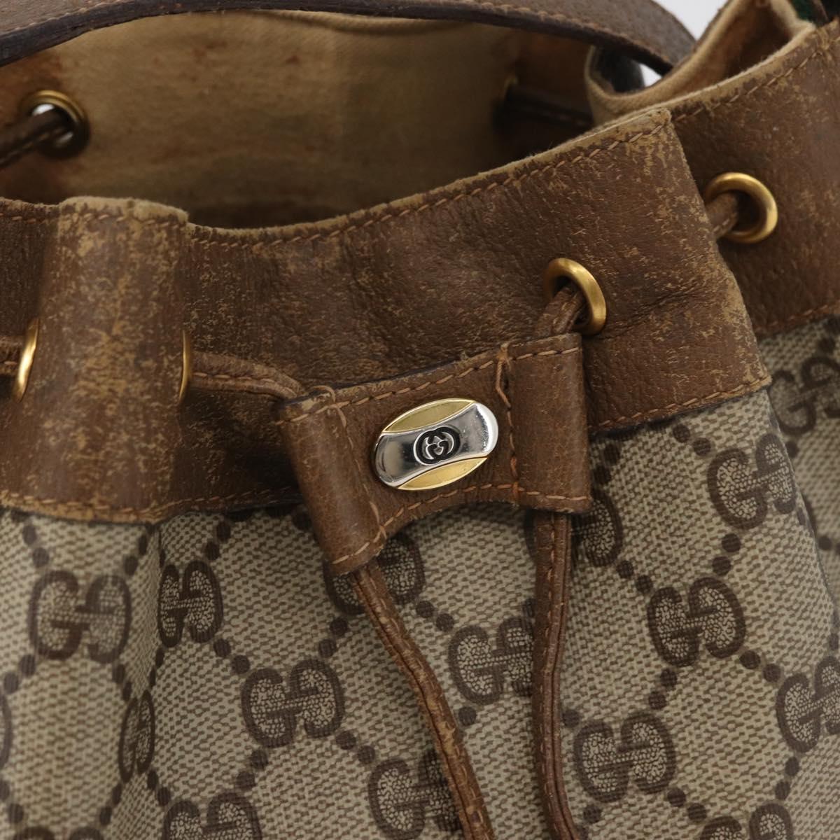 GUCCI GG Supreme Web Sherry Line Shoulder Bag PVC Beige Gold Red Auth hk3712