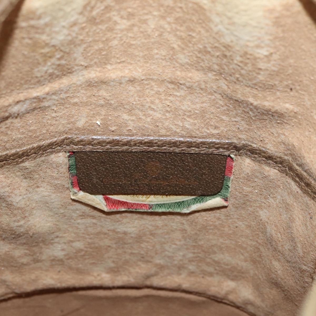 GUCCI GG Supreme Web Sherry Line Shoulder Bag PVC Beige Gold Red Auth hk3712