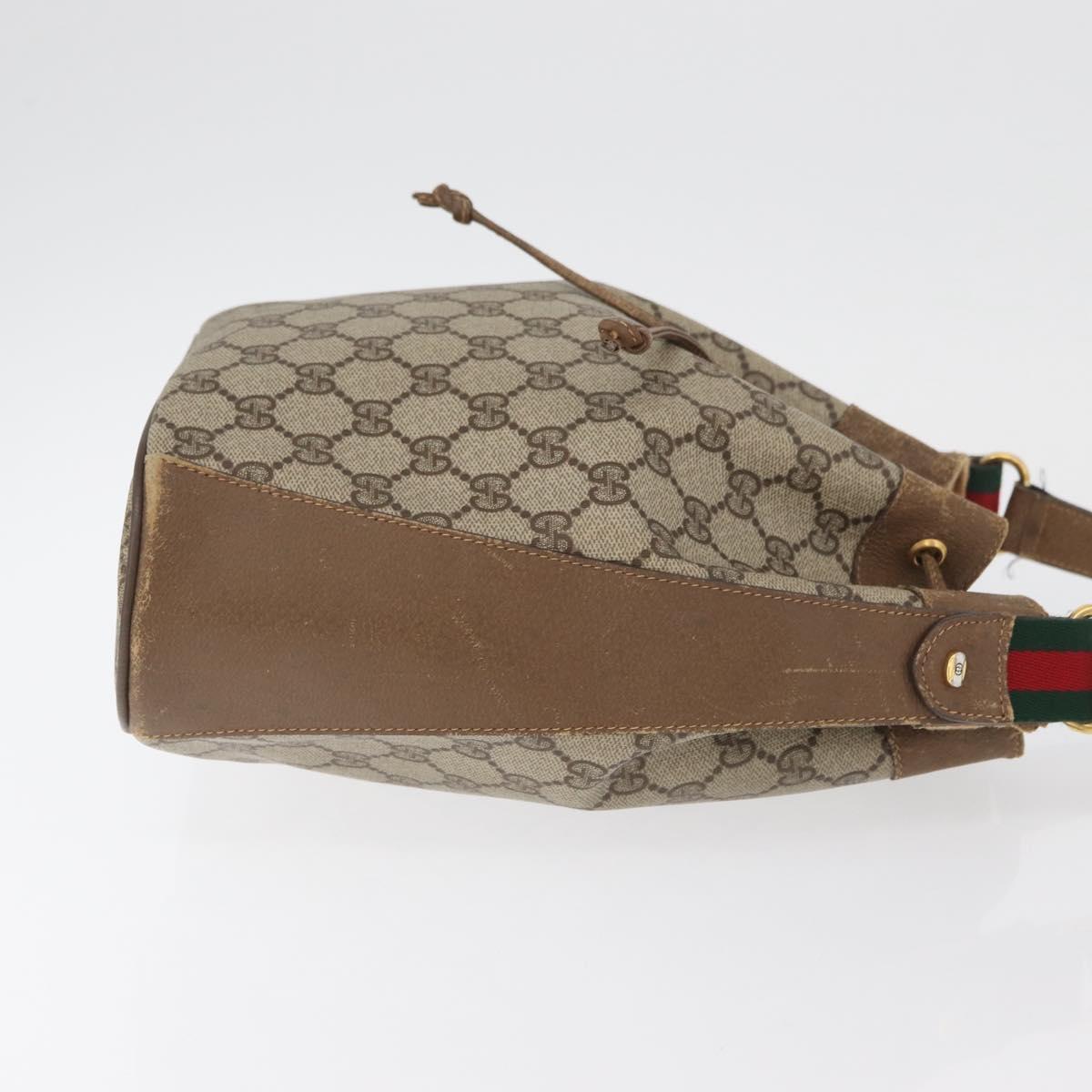 GUCCI GG Supreme Web Sherry Line Shoulder Bag PVC Beige Gold Red Auth hk3712