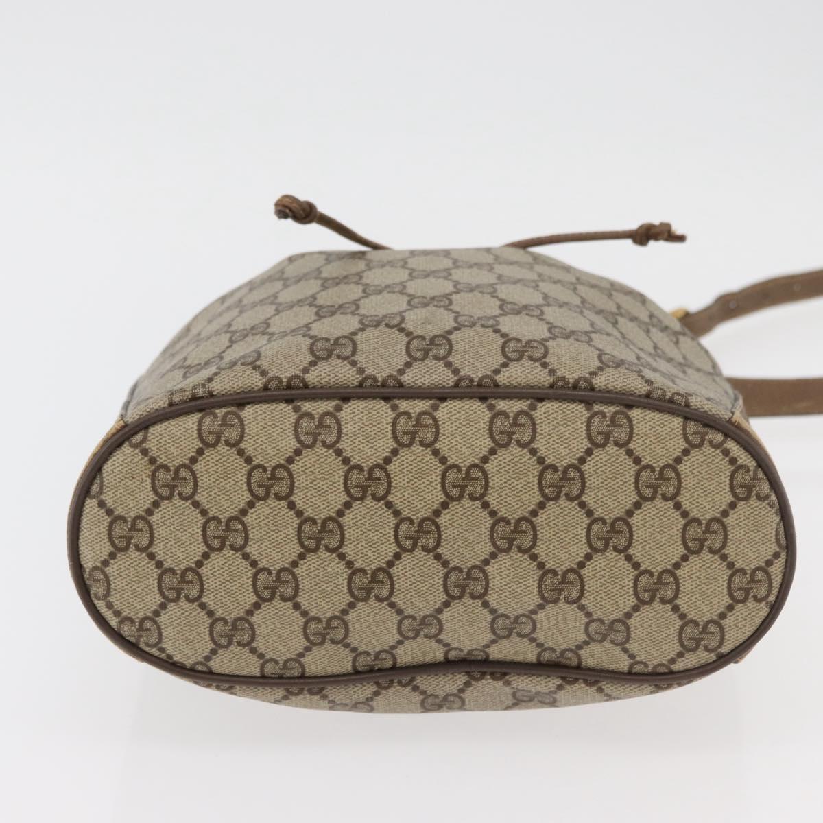 GUCCI GG Supreme Web Sherry Line Shoulder Bag PVC Beige Gold Red Auth hk3712
