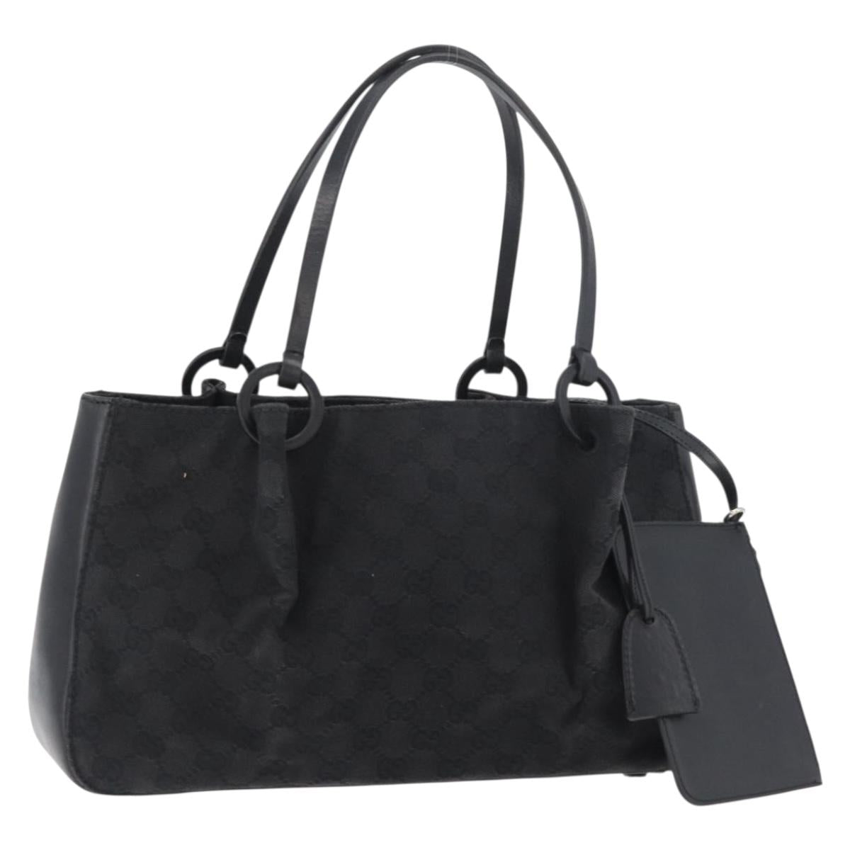 GUCCI GG Canvas Tote Bag Black 94898 Auth hk3714