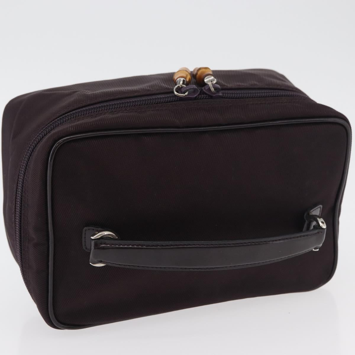 GUCCI Bamboo Vanity Hand Bag Nylon Black Silver 032 1705 0150 Auth hk3715