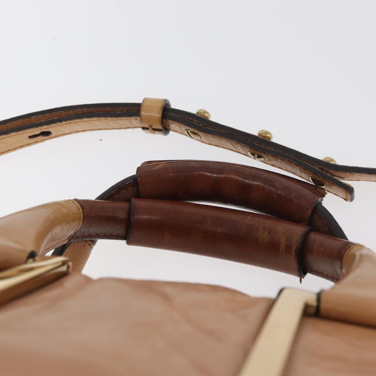 Chloe Etel Hand Bag Leather 2way Beige Gold Auth hk3719A