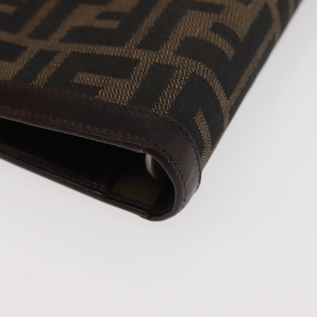 FENDI Zucca Canvas Day Planner Cover Brown Black Auth hk3722A