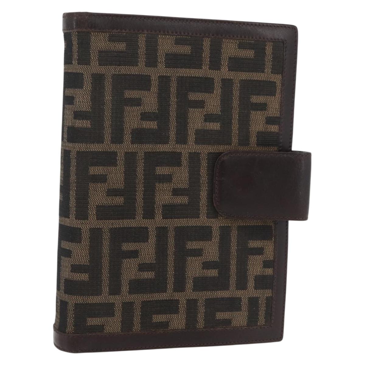 FENDI Zucca Canvas Day Planner Cover Brown Black Auth hk3722A