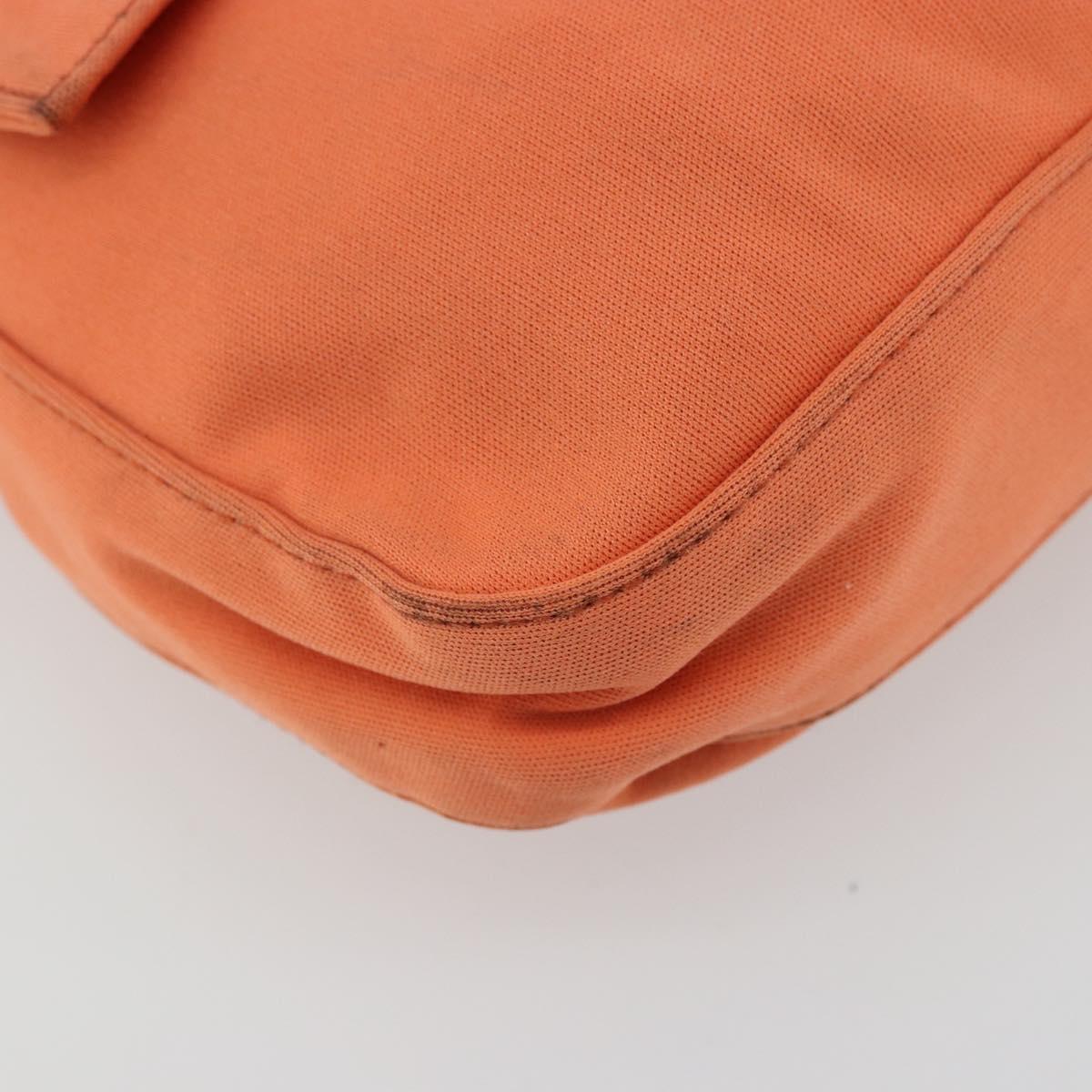 FENDI Mamma Baguette Shoulder Bag Nylon Orange Silver Auth hk3724A