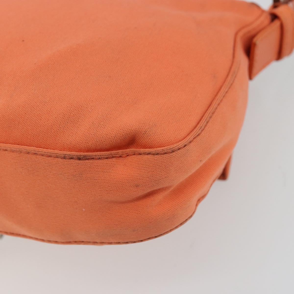 FENDI Mamma Baguette Shoulder Bag Nylon Orange Silver Auth hk3724A