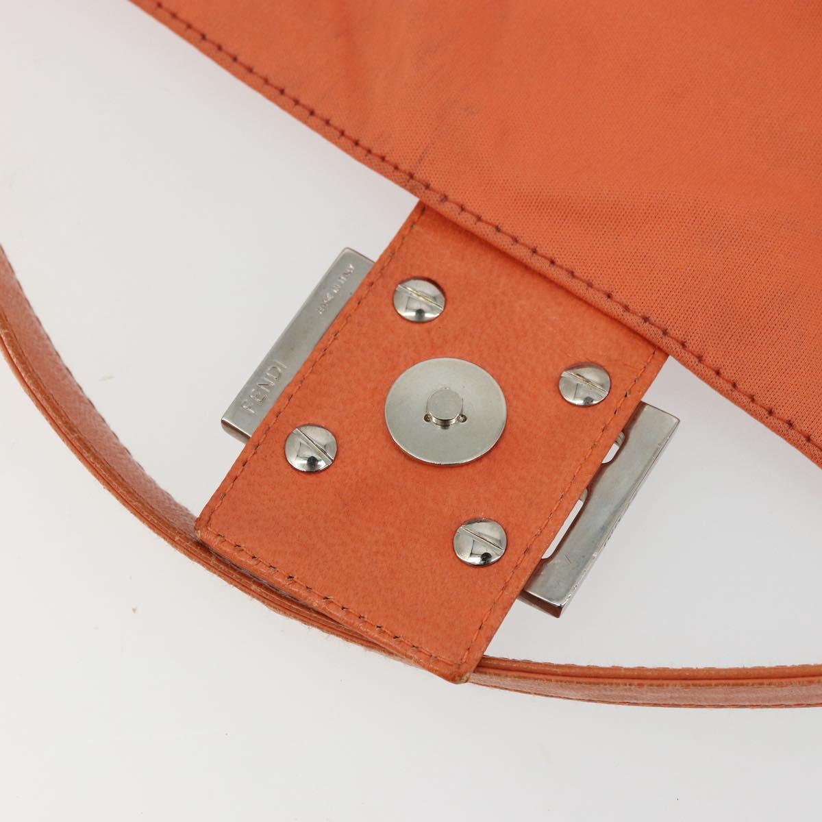 FENDI Mamma Baguette Shoulder Bag Nylon Orange Silver Auth hk3724A