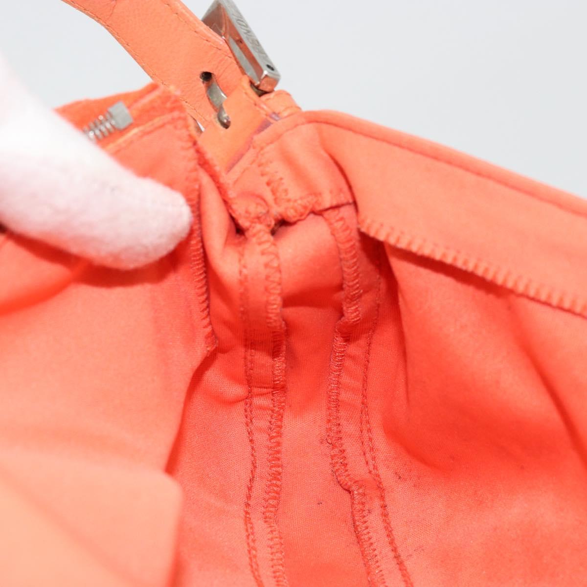 FENDI Mamma Baguette Shoulder Bag Nylon Orange Silver Auth hk3724A