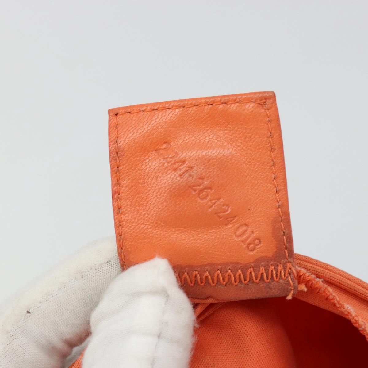 FENDI Mamma Baguette Shoulder Bag Nylon Orange Silver Auth hk3724A