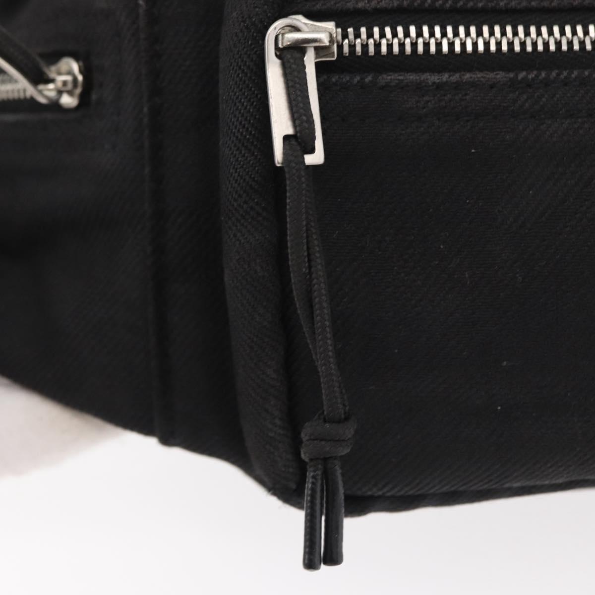 SAINT LAURENT Body Bag Canvas Black Silver 581375 Auth hk3728A